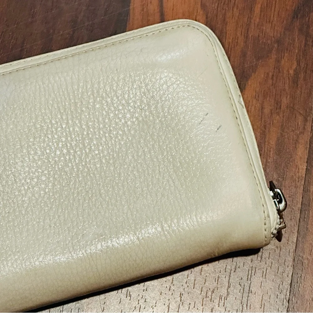 Chrome Hearts Fillingly Cross Leather Long Wallet White Silver Hardware OOAK
